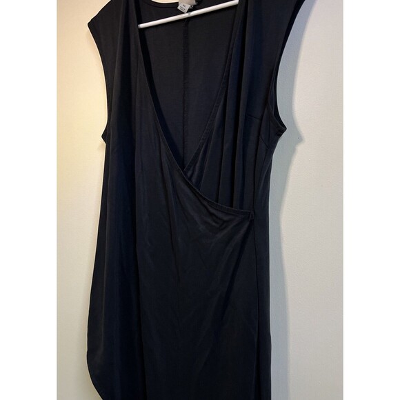A New Day Wrap Dress Women's Size XL Black Tulip Sleeveless Midi Vneck Modal - Picture 3 of 8